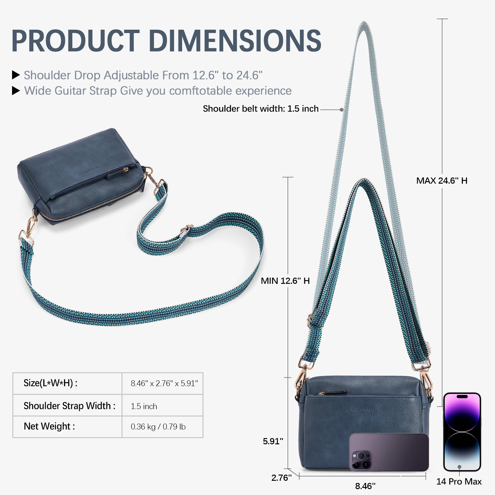 Triple Zip Cell Phone Leather Handbag - Organize Your Essentials