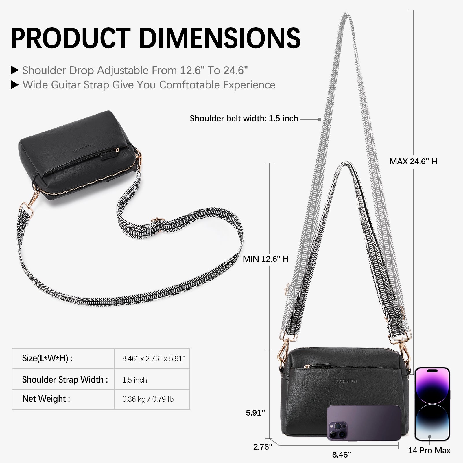 Triple Zip Cell Phone Leather Handbag - Organize Your Essentials