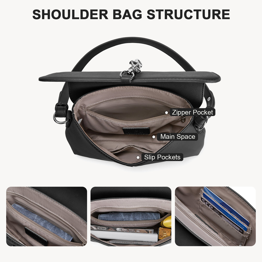 KWELI Chic Saddle Clasp Shoulder Bag