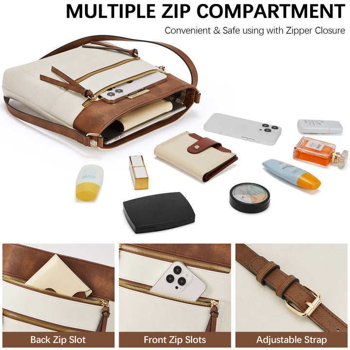 Lotty Floral Embroidered Leather Tote with Shoulder Strap