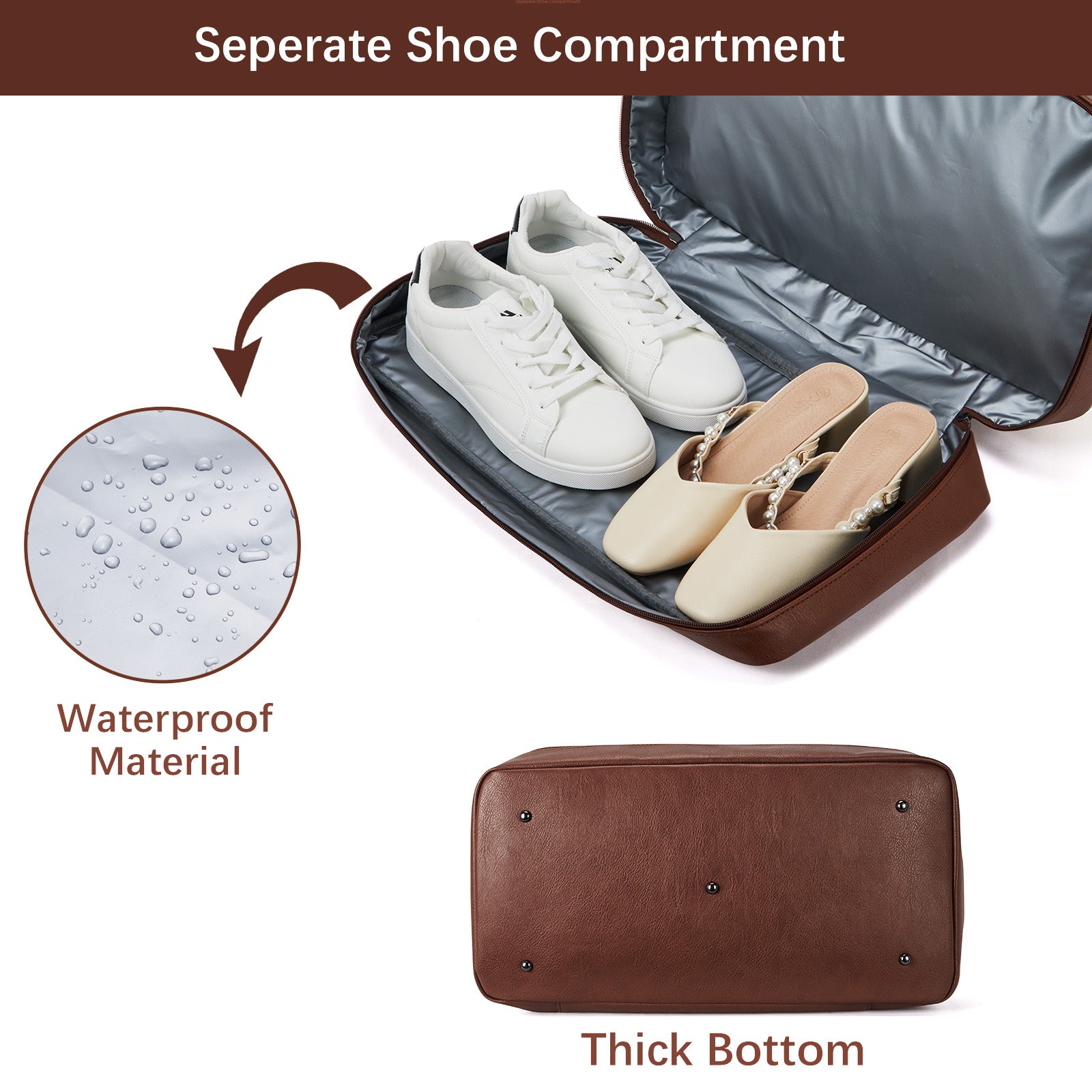 Zenobe Top Weekender Bag with Bottom Shoe Compartment for