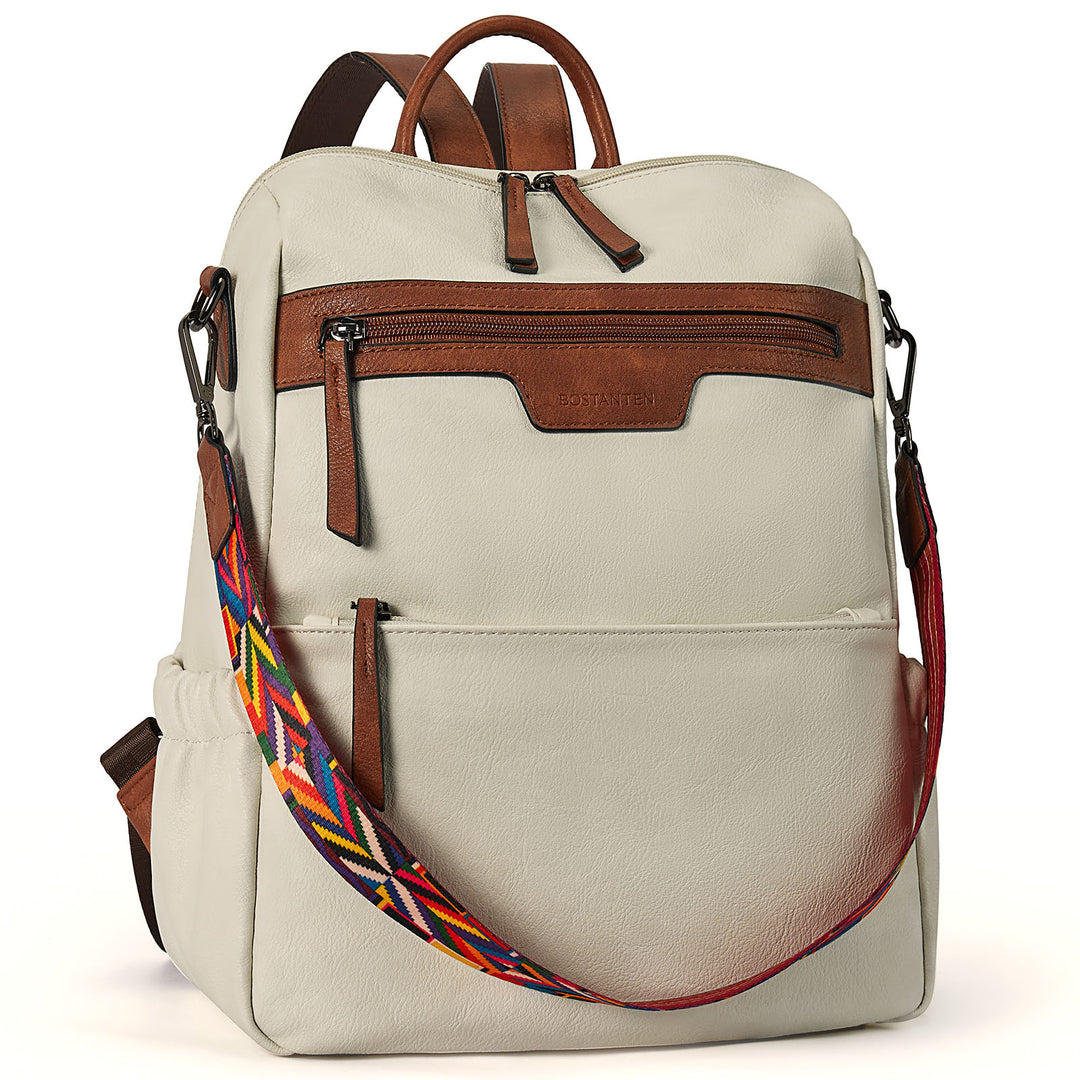 distressed leather backpack amazon Nombongo Waterproof Leather Backpack with Colorful Convertible Strap