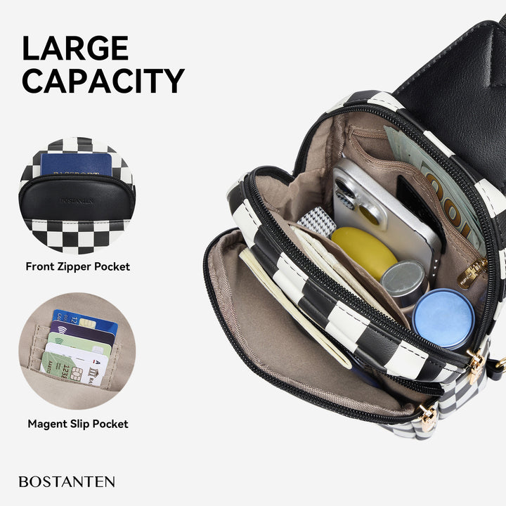 Aurora Chevron Quilted Embroidered Strap Sling Bag