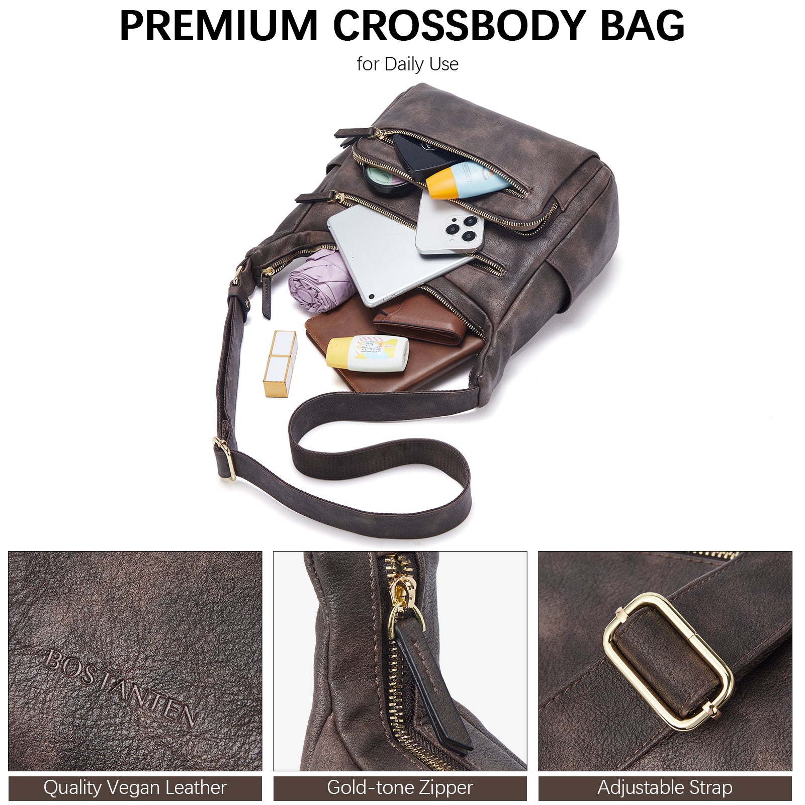 Multi Pocket Shoulder Bag - Stay Organized and Chic | Bostanten