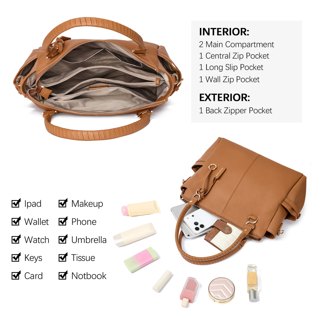 Nevin Genuine Pebbled Leather Everyday Carryall Tote