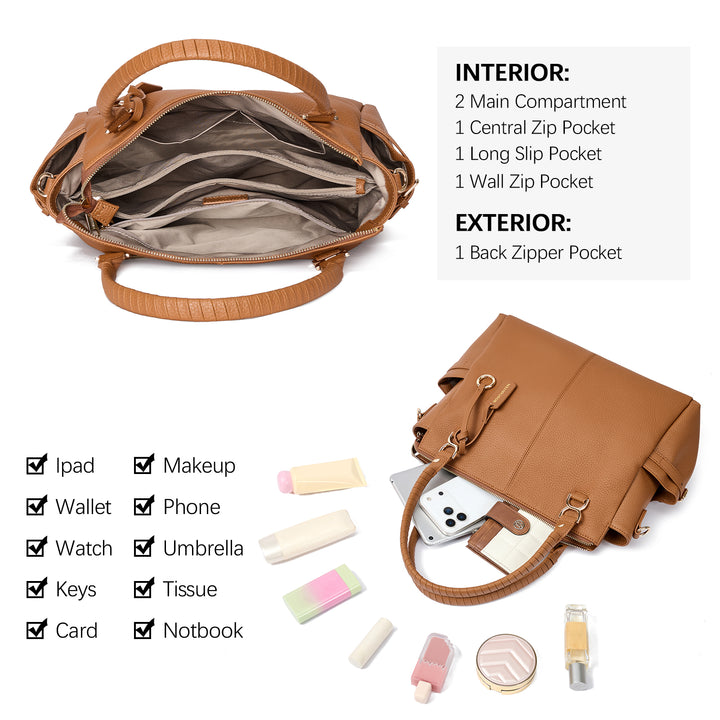 Nevin Genuine Pebbled Leather Everyday Carryall Tote