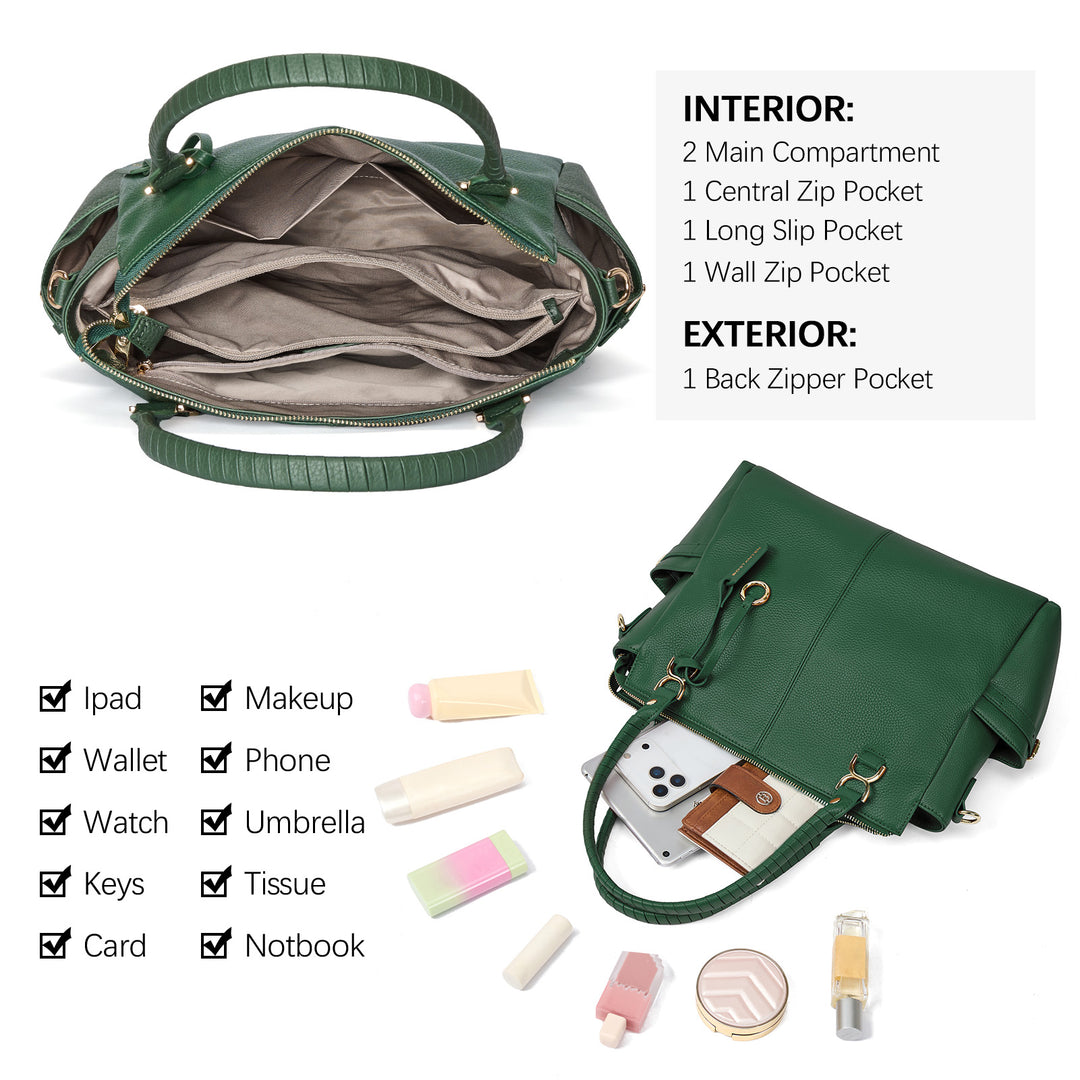 Nevin Genuine Pebbled Leather Everyday Carryall Tote