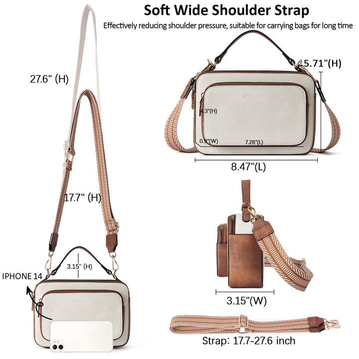 Crossbody Bags for Women Vegan Leather Purse Shoulder Handbags with Wide Strap