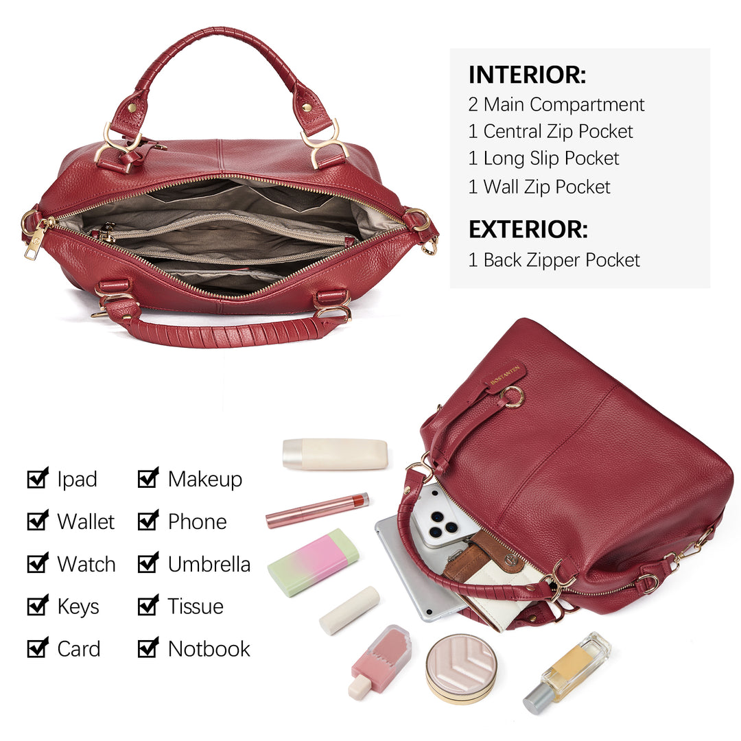 Nevin Genuine Leather Boston Handbag