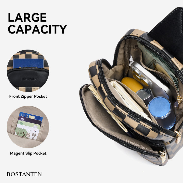 Aurora Chevron Quilted Embroidered Strap Sling Bag