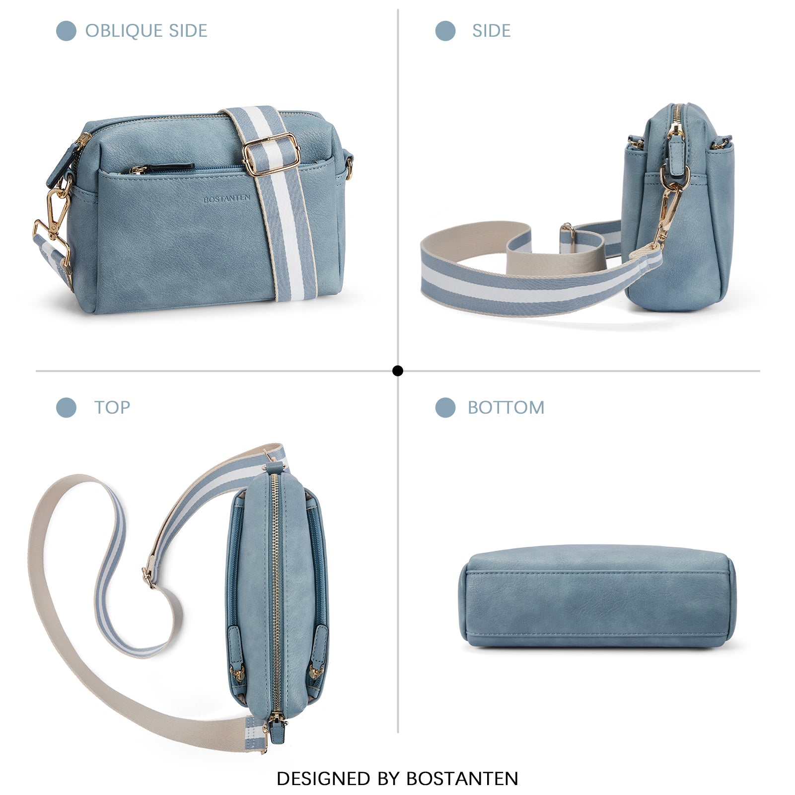 Triple Zip Cell Phone Leather Handbag - Organize Your Essentials
