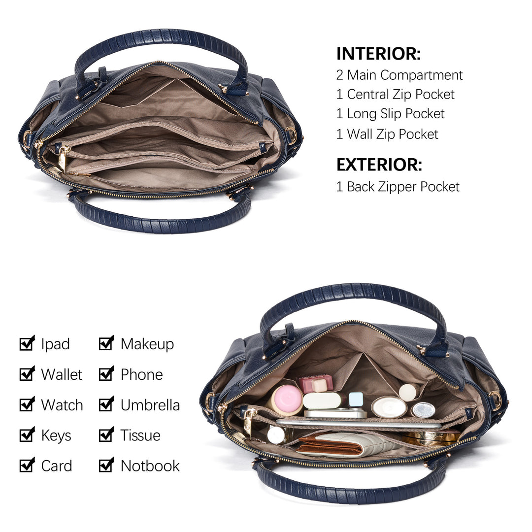 Nevin Genuine Pebbled Leather Everyday Carryall Tote