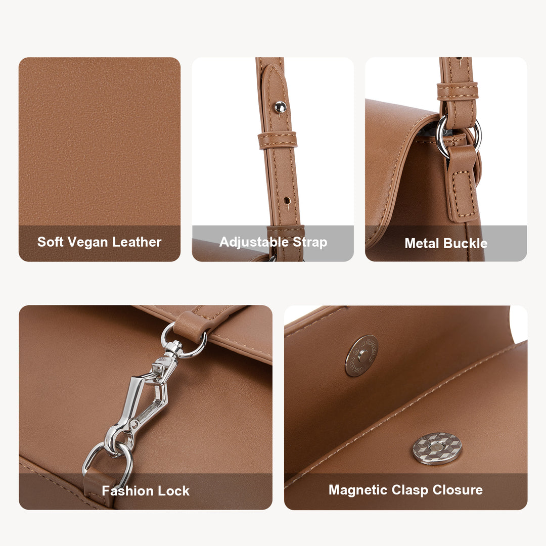 KWELI Chic Saddle Clasp Shoulder Bag