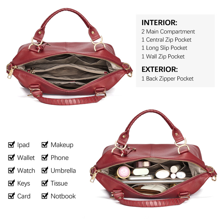 Nevin Genuine Leather Boston Handbag