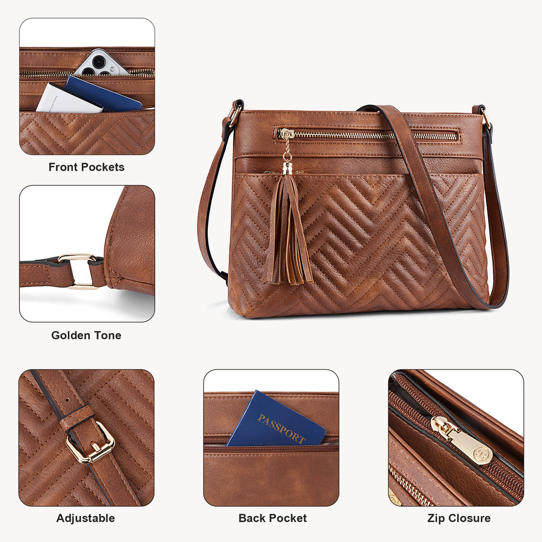 Nola Quilted Trendy Tassel Crossbody Shoulder Bag