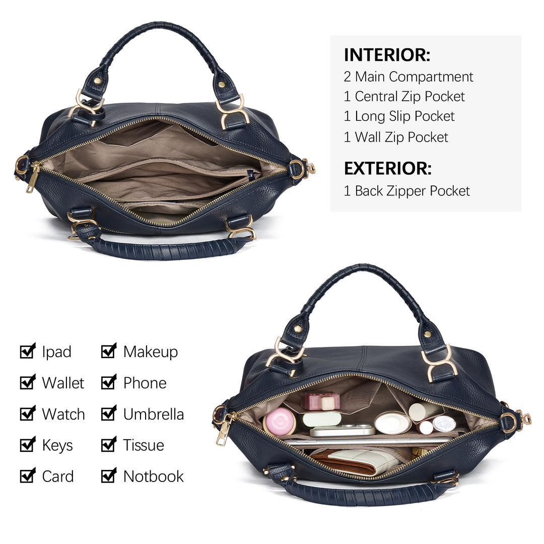 Nevin Genuine Leather Boston Handbag