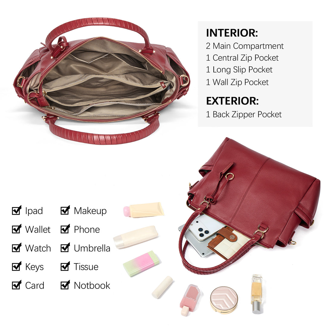 Nevin Genuine Pebbled Leather Everyday Carryall Tote