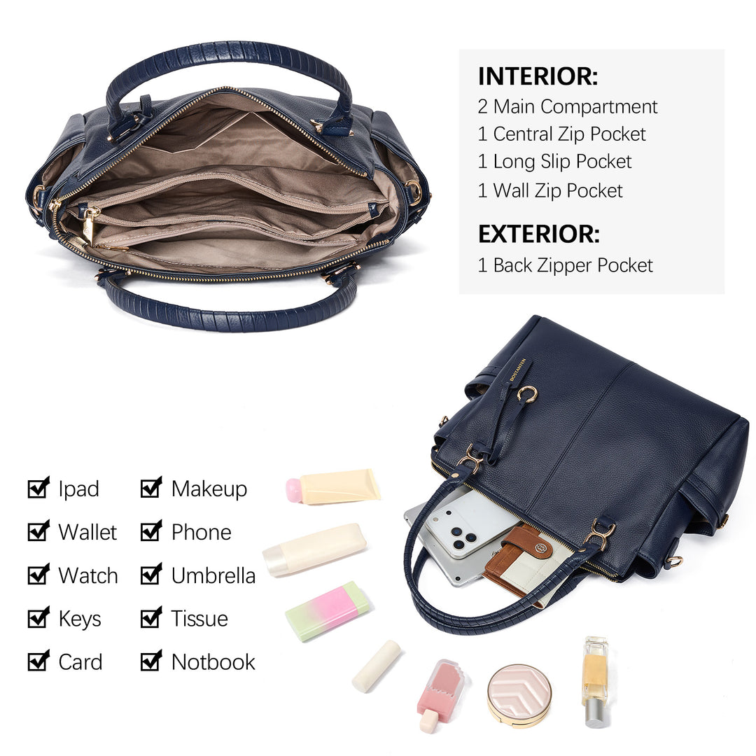 Nevin Genuine Pebbled Leather Everyday Carryall Tote