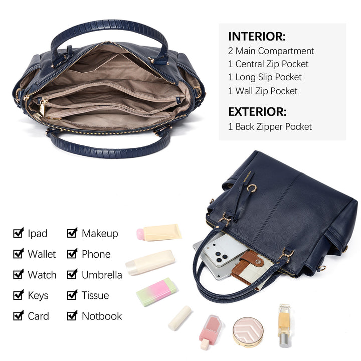 Nevin Genuine Pebbled Leather Everyday Carryall Tote