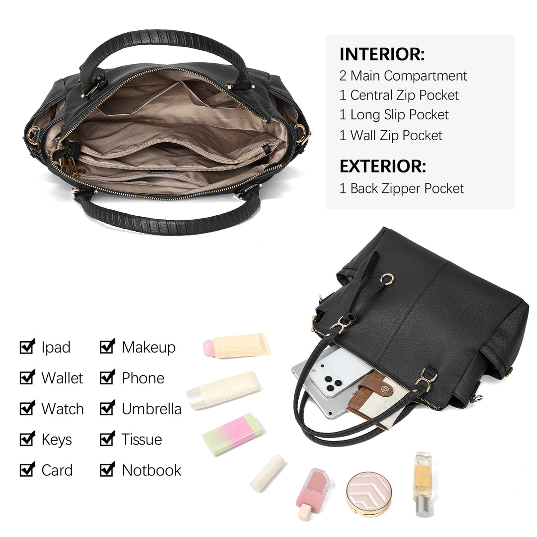 Nevin Genuine Pebbled Leather Everyday Carryall Tote