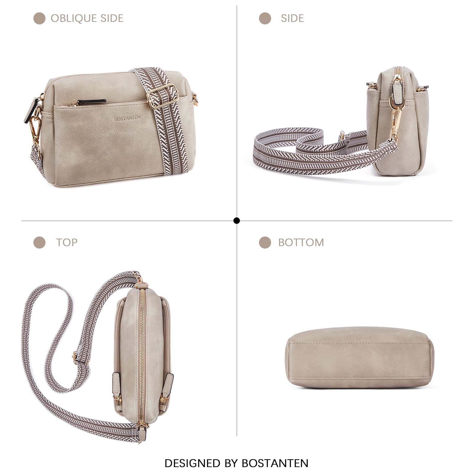 Triple Zip Cell Phone Leather Handbag - Organize Your Essentials