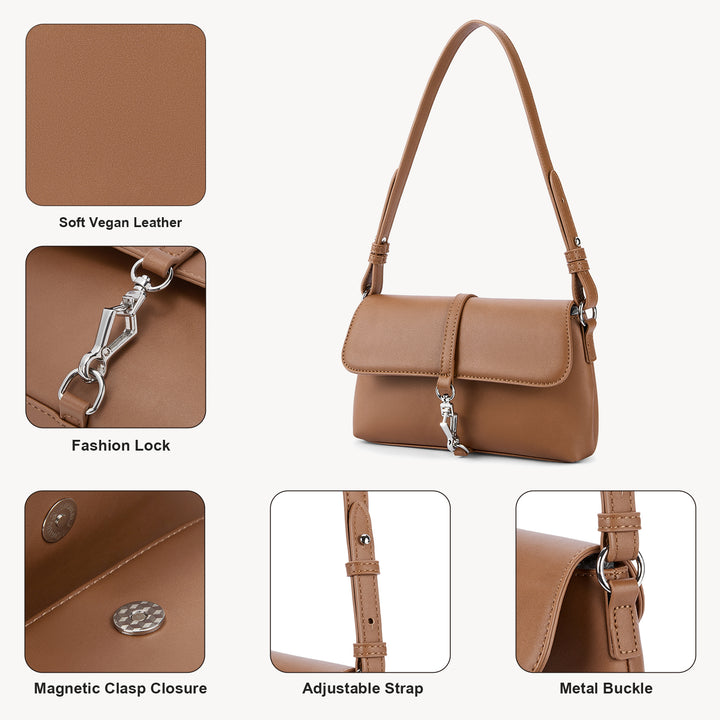 KWELI Chic Saddle Clasp Shoulder Bag