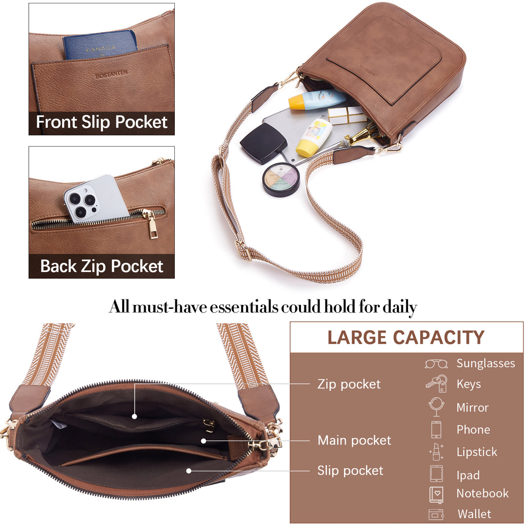 Nola Reversible Boho Straps Vegan Leather Hobo Handbags