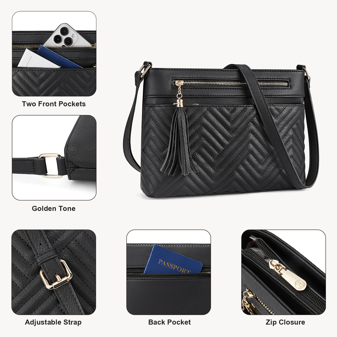 Nola Quilted Trendy Tassel Crossbody Shoulder Bag