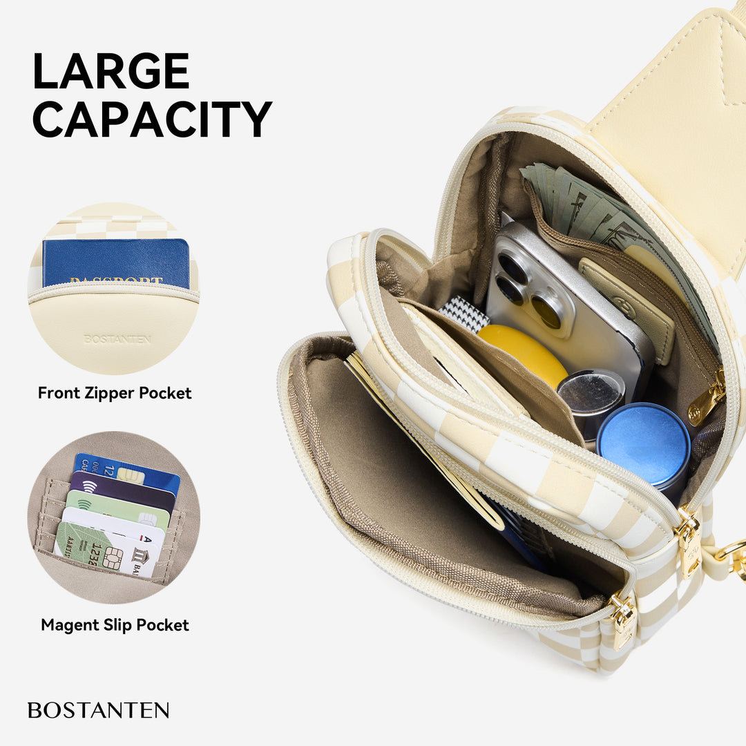 Aurora Chevron Quilted Embroidered Strap Sling Bag