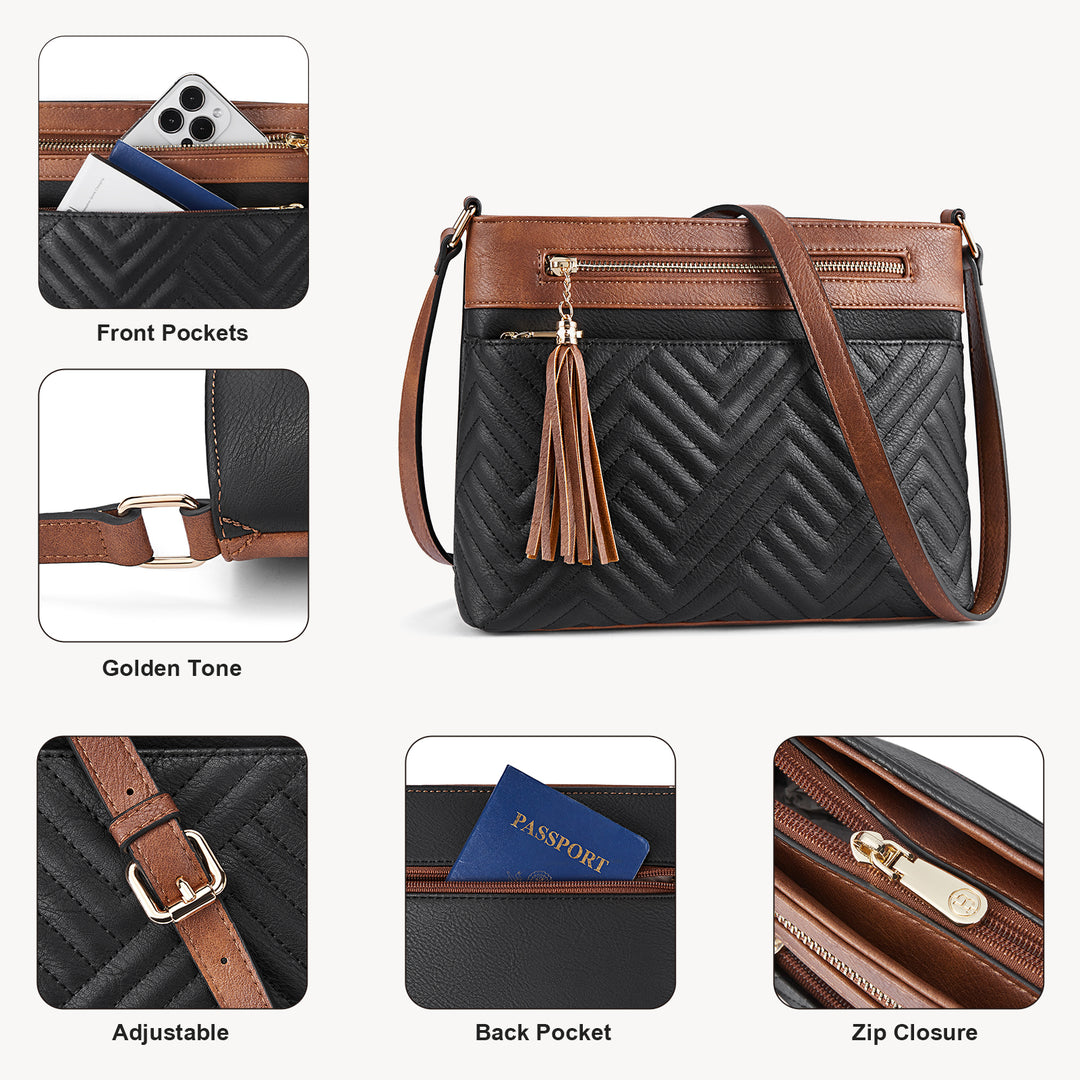 Nola Quilted Trendy Tassel Crossbody Shoulder Bag