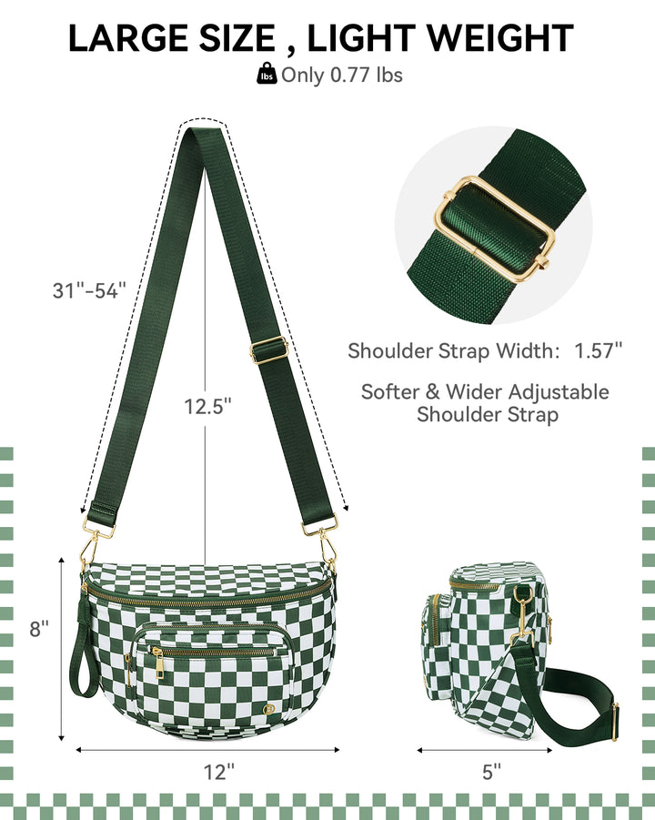 NOVA Checkered Leather Bum & Crossbody Bag – RFID Protected