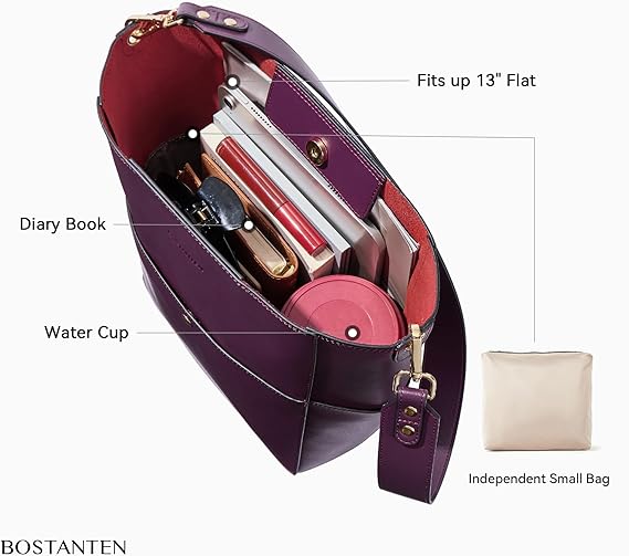 Lotty Genuine Leather Bucket Bag With 2 Shoulder Straps