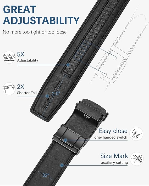 Bostanten Men's Ratchet Belt | Two-Pack Leather Belt