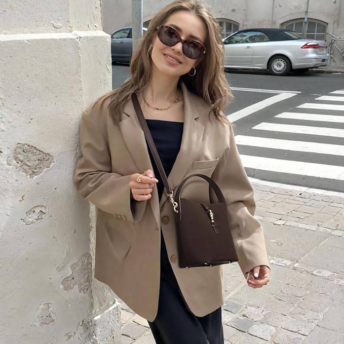 Harper Jones Bucket Shoulder Bag – Gold Clasp Crossbody