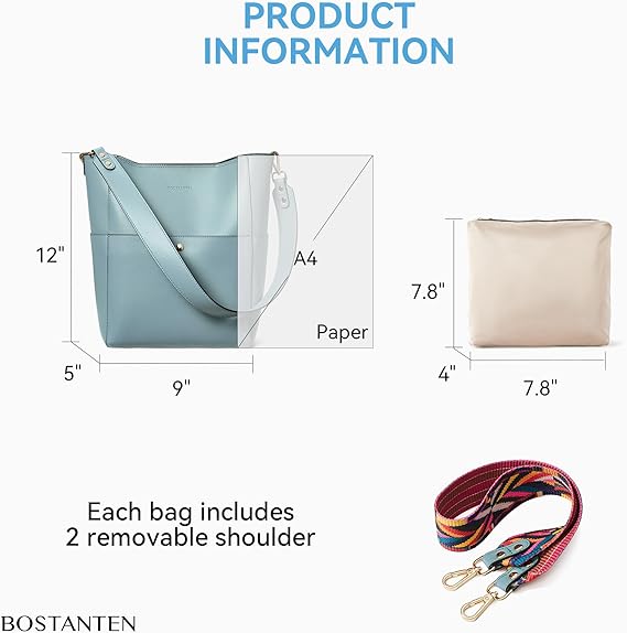 Lotty Genuine Leather Bucket Bag With 2 Shoulder Straps