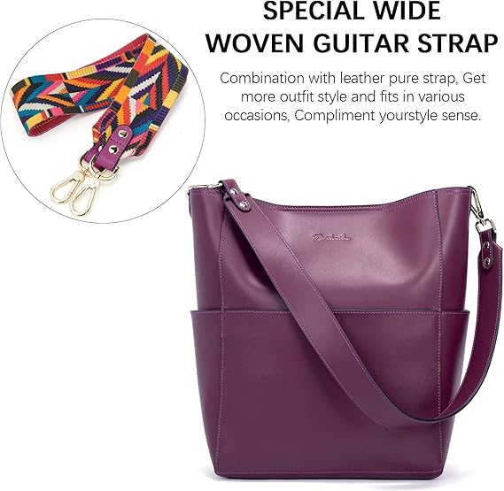 Lotty Genuine Leather Bucket Bag With 2 Shoulder Straps