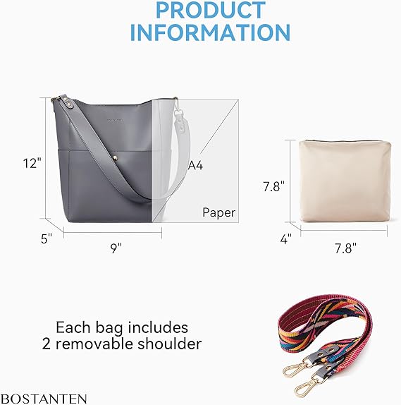 Lotty Genuine Leather Bucket Bag With 2 Shoulder Straps