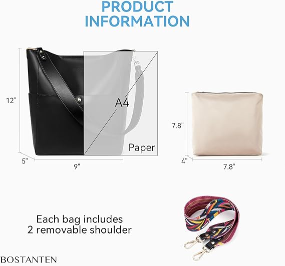 Lotty Genuine Leather Bucket Bag With 2 Shoulder Straps