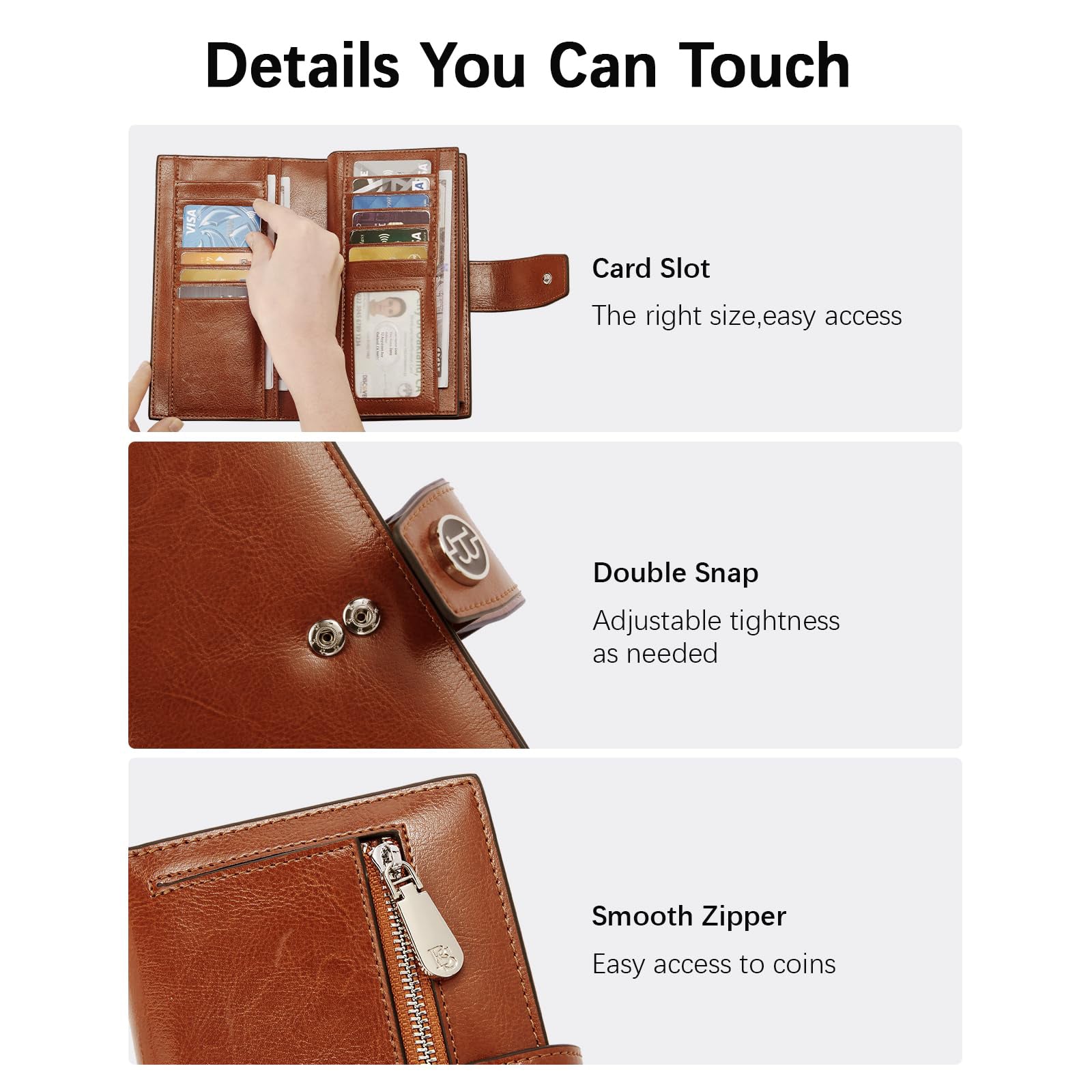 Lomy RFID Genuine Leather Wallet For Women With Zipper Pocket