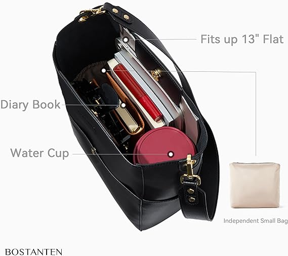 Lotty Genuine Leather Bucket Bag With 2 Shoulder Straps