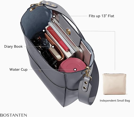 Lotty Genuine Leather Bucket Bag With 2 Shoulder Straps