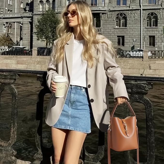 Harper Jones Bucket Shoulder Bag – Gold Clasp Crossbody