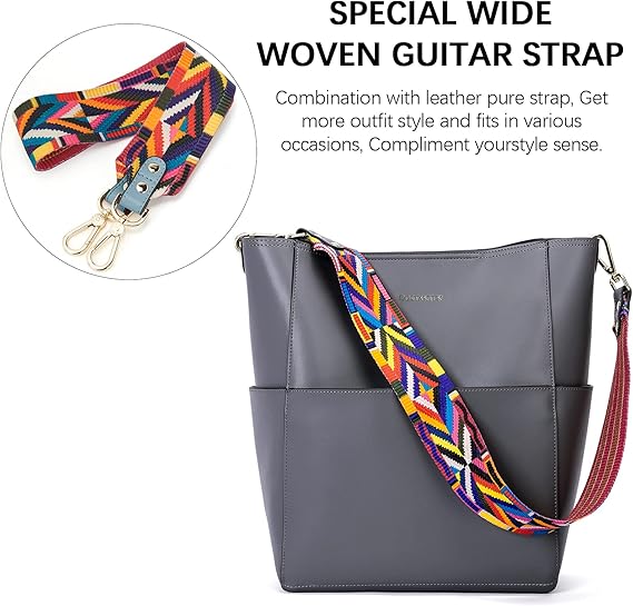 Lotty Genuine Leather Bucket Bag With 2 Shoulder Straps