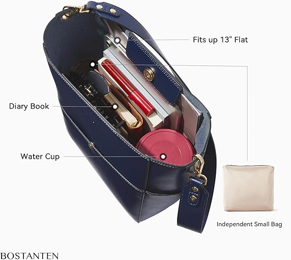 Lotty Genuine Leather Bucket Bag With 2 Shoulder Straps