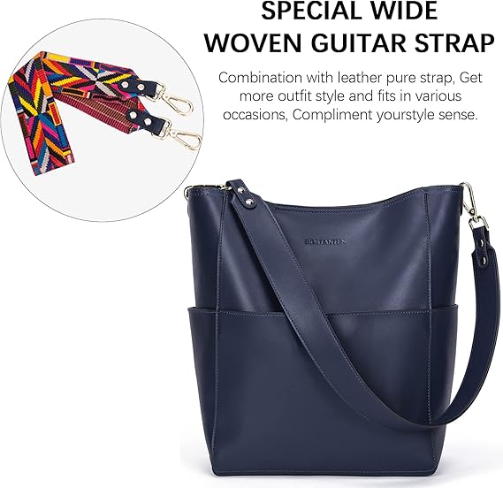 Lotty Genuine Leather Bucket Bag With 2 Shoulder Straps