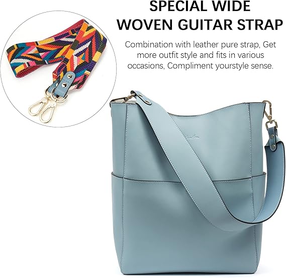 Lotty Genuine Leather Bucket Bag With 2 Shoulder Straps