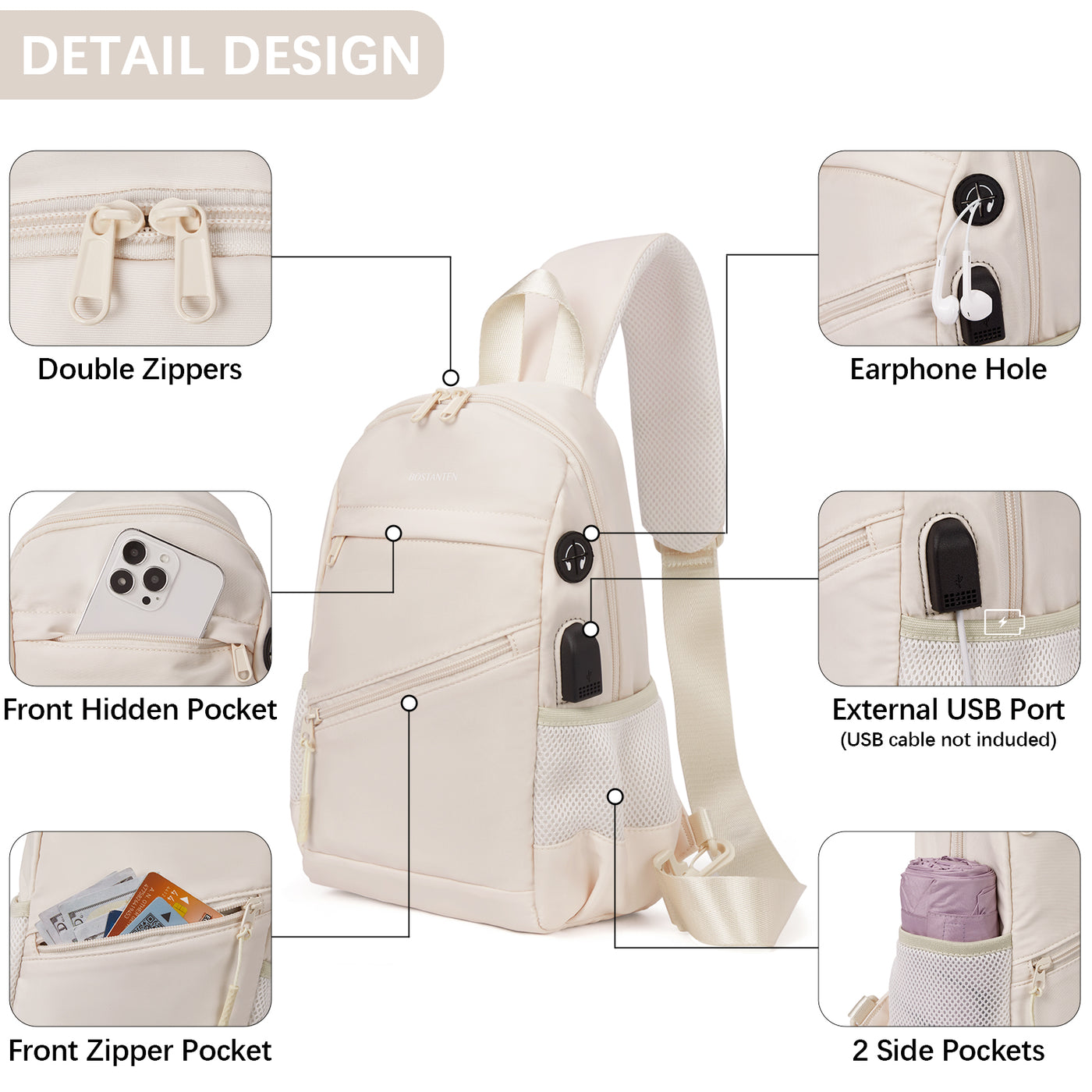 Travel Hands-Free with our Crossbody Sling Bag with USB Charging Port