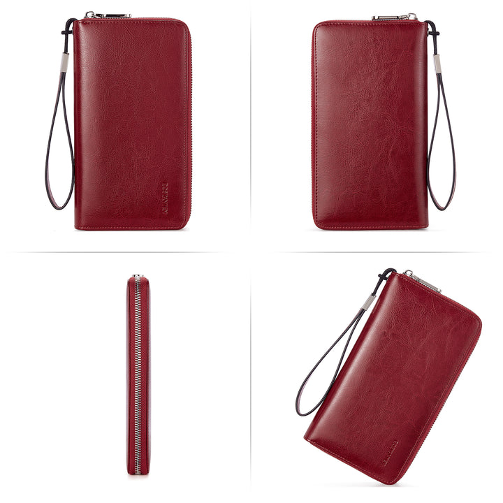 Rozenn Zipper Wallet Phone Clutch With Wristlet Strap - Red