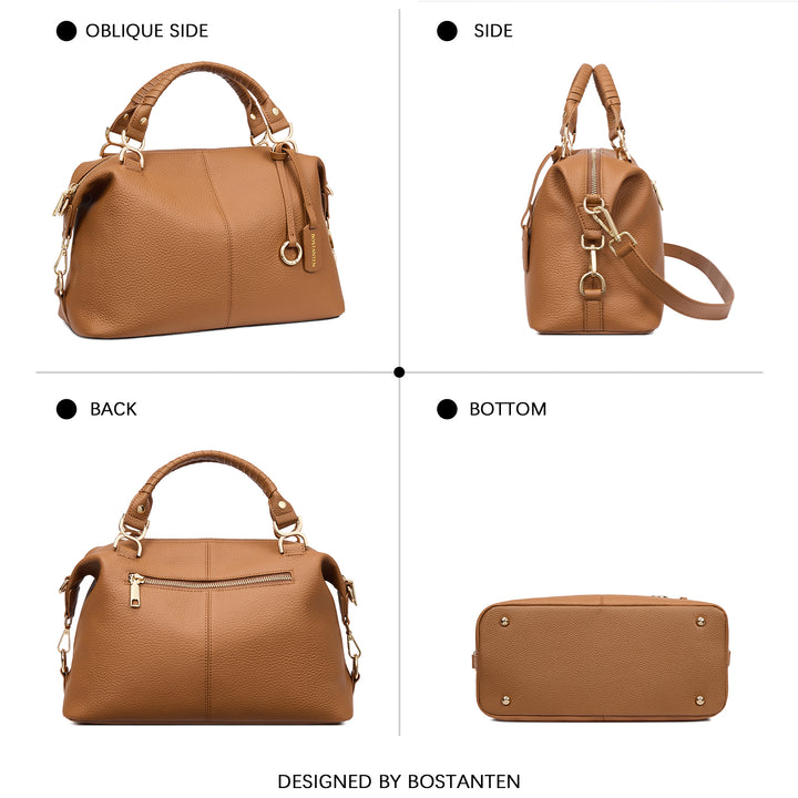 Nevin Genuine Leather Boston Handbag