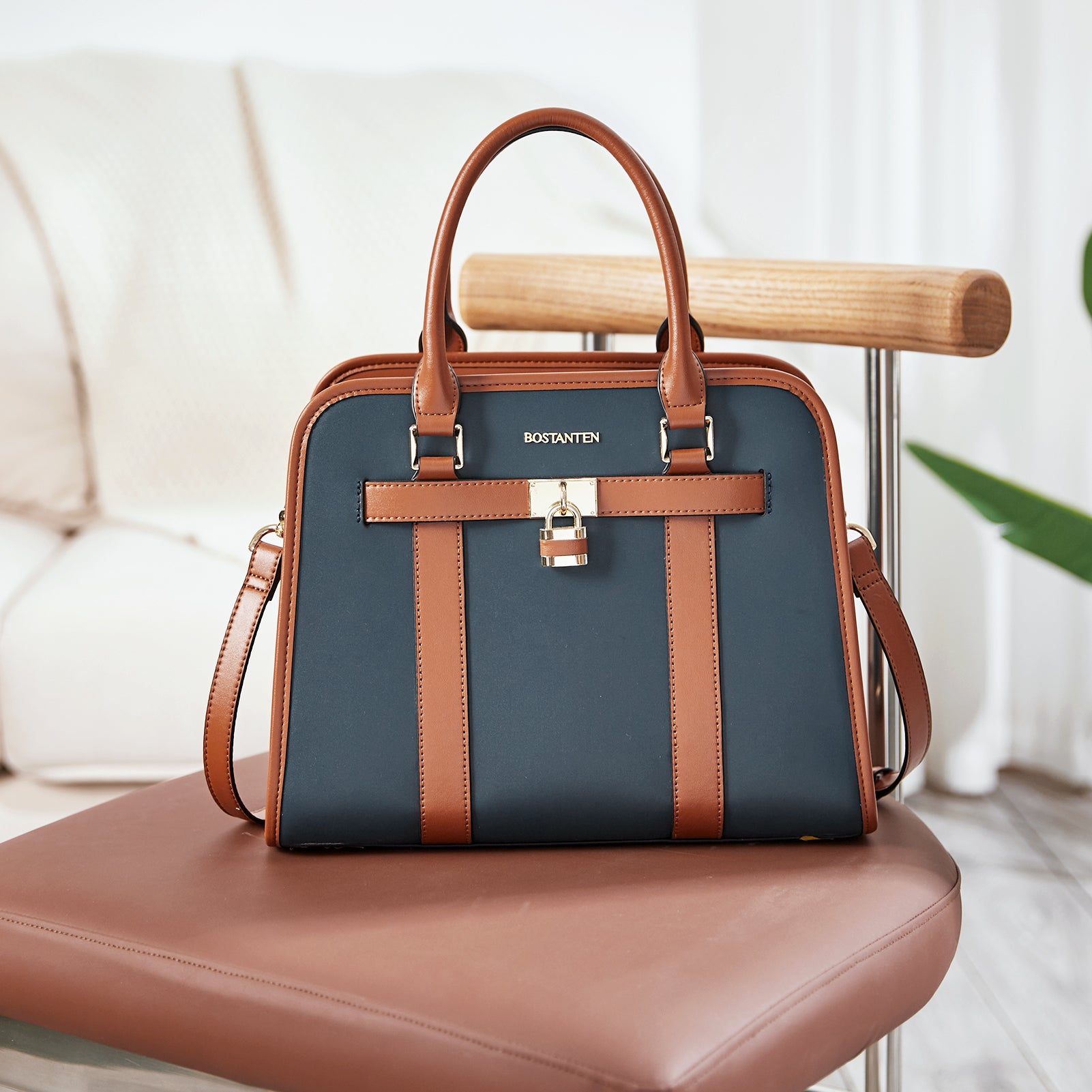 Stylish Two-Tone Top Handle Work Bag – BOSTANTEN